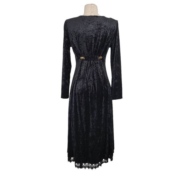 Vtg R-Wear Rampage Black Crushed Velvet Dress Sz M Gothic Dark Romantic Vampire - Picture 3 of 8